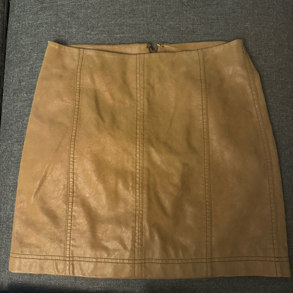 Free People Brown Faux Suede Mini Skirt Soft Size 4 Rayon